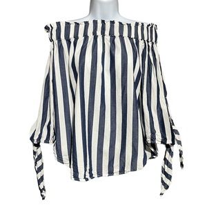 H&M Navy and White Striped Blouse